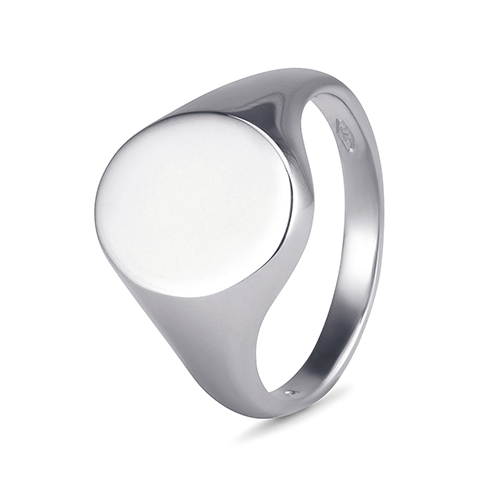 9kt White Gold Oval Signet Ring (8mm x 10mm)