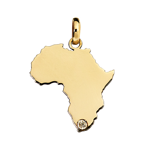 9kt Yellow Gold Amara Africa Map (W18 x H20.7)
