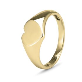 9kt Yellow Gold Heart Signet Ring (7.8mm x 9.0mm)