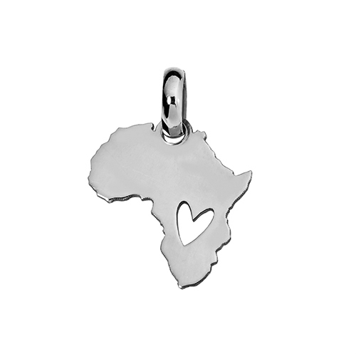 14kt White Gold Amara Mini Africa Heart Cut Out Map (W12 x H13.4)