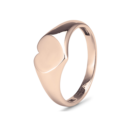 9kt Rose Gold Heart Signet Ring (7.8mm x 9.0mm)