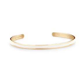 Stainless Steel Yellow Gold Plated White Enamel Bangle