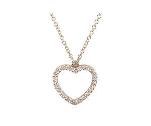 9Kt Yellow Gold Diamond Micro Pave' Heart Necklace (0.16ct)